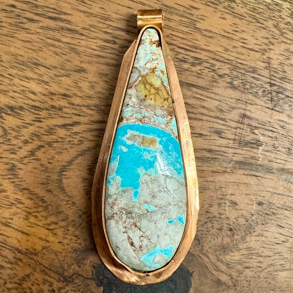 Jewelry - Handcrafted Turquoise and Copper Statement Piece Teardrop Pendant